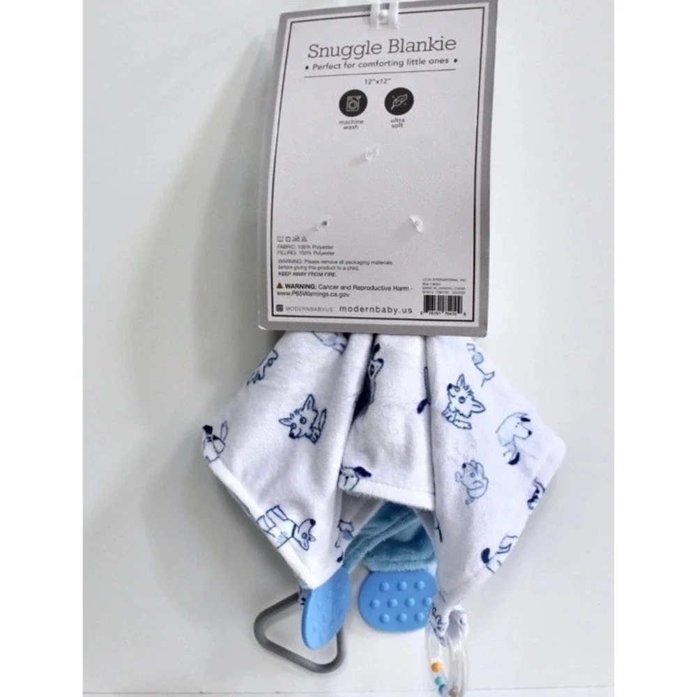 NWT Modern Baby Blue Puppy‎ Dog Snuggle Lovey Infant Boy Plush Security Blanket